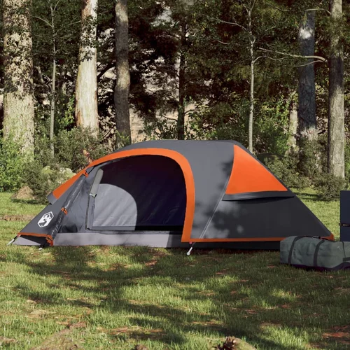 vidaXL Kupolasti šator za kampiranje za 1 osobe sivo-narančasti