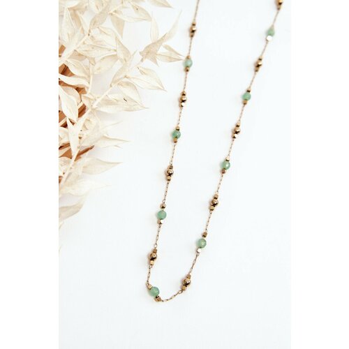 Kesi Women's necklace with green gold beads Slike
