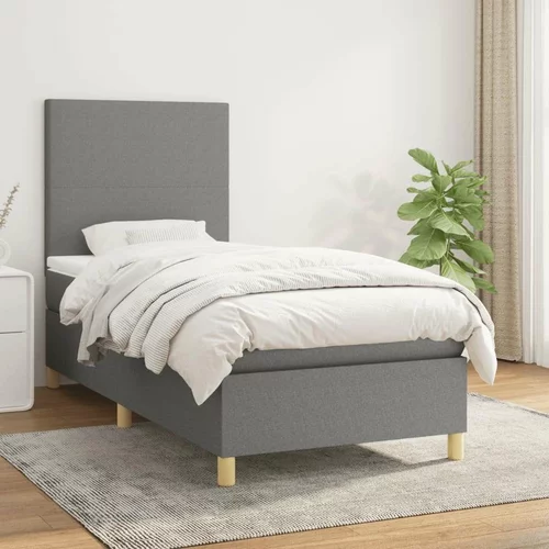  Box spring postelja z vzmetnico temno siva 90x190 cm blago, (20790184)