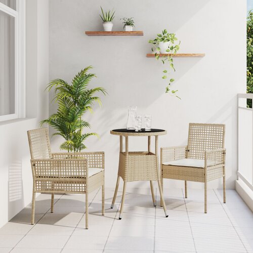VidaXL 3-dijelni vrtni set za objedovanje bež poli rattan Slike