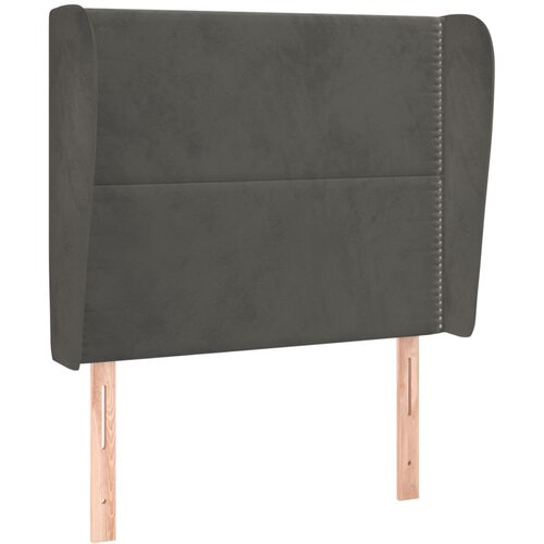 VidaXL Vzglavje z u&amp;scaron;esi temno sivo 83x23x118/128 cm žamet, (20936345) Slike
