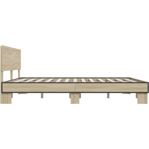  Okvir za krevet boja hrasta 200x200cm konstruirano drvo i metal Slike