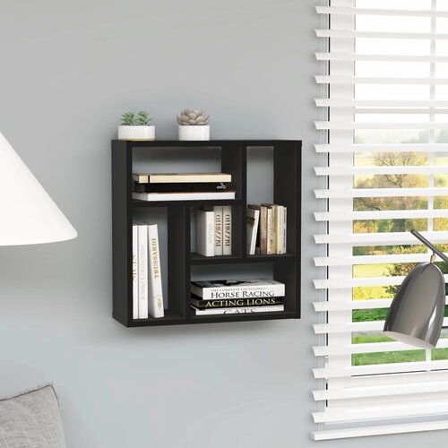 vidaXL Zidna polica crna 45,1 x 16 x 45,1 cm od iverice Cijene