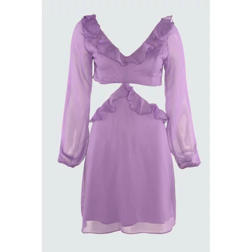 Trendyol Purple Flywheel Detailed Chiffon Dress