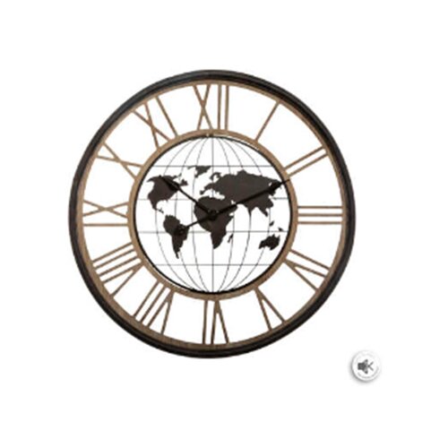 Sat ZIDNI WORLD METAL 67CM CRNI ATMOSPHERA Slike