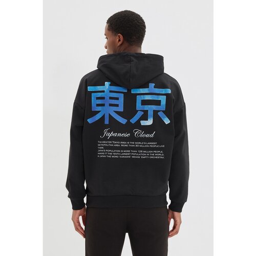 Trendyol Black Men's Oversize Long Sleeve Hooded Printed Sweatshirt Cijene