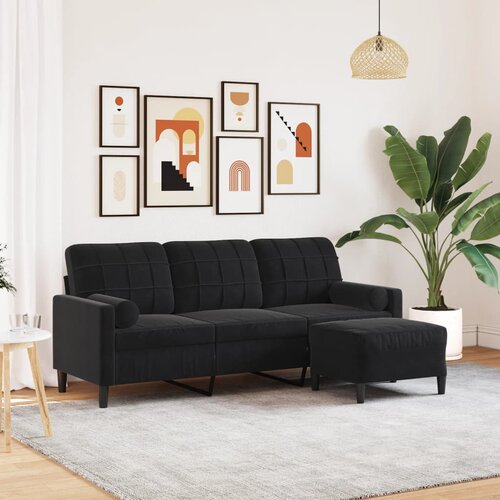 vidaXL Trosjed s tabureom crni 180 cm baršunasti Cijene