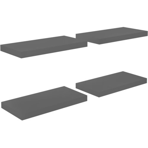 Maison Chic 4 kosi Stenske Police - Viseče police visok sijaj sive 50x23x3,8 cm MDF, (21758818) Slike