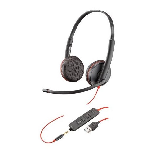 HP Poly Blackwire 3225 Stereo USB-A slu&amp;scaron;alke (Bulk) Žične Obruč za glavo Pisarna / klicni center USB Tip-A Črna Slike