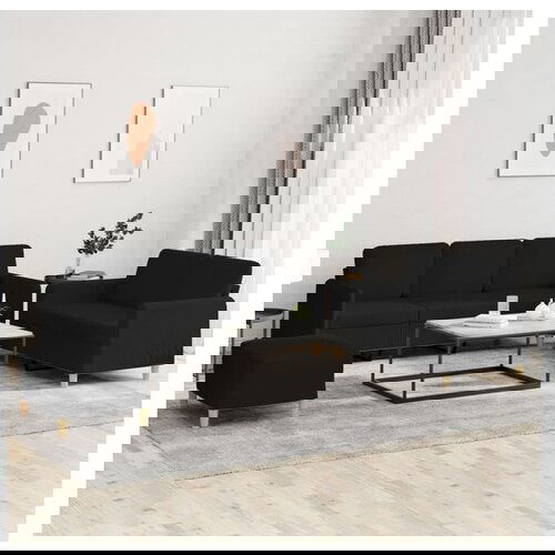 VidaXL 3-dijelni set sofa s jastucima crni od tkanine Slike