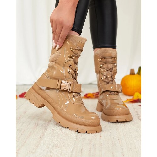 Resti Women's lacquered boots in light brown Setogy Cene