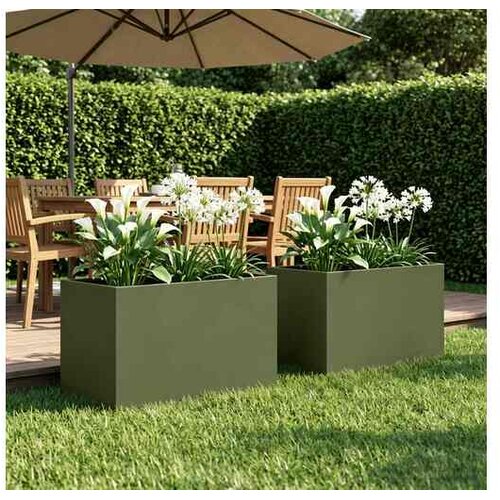 vidaXL Vrtna saksija 2 kom. Maslinastozelena 60 x 40 x 40 cm - Maslinastozelena 60 x 40 x 40 cm 2 Cijene