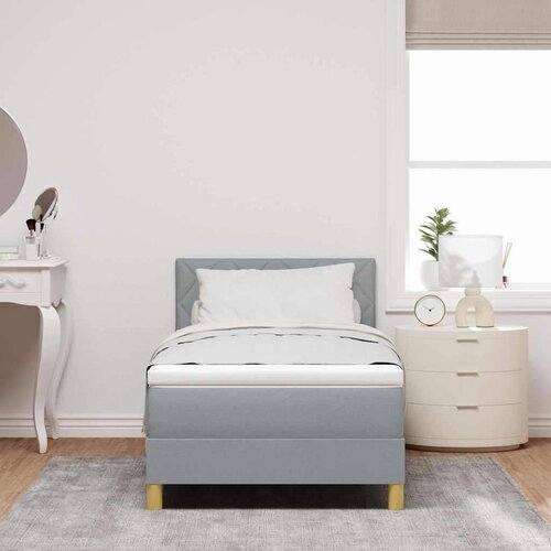  Boxspring krevet s madracem Svjetlosiva 90 x 190 cm tkanina Slike