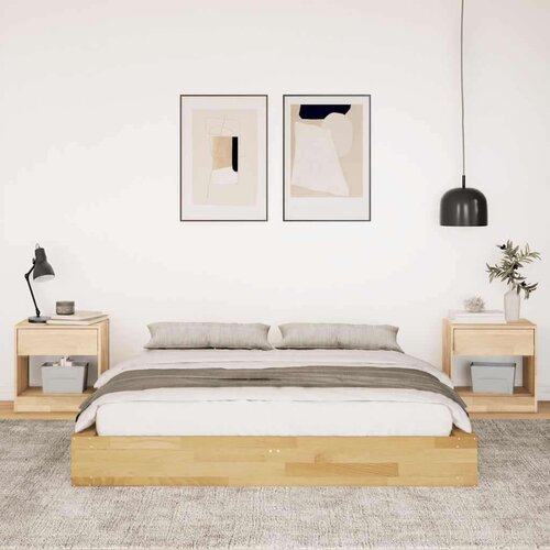  Okvir kreveta bez madraca 140x190 cm puno drvo hrast Slike