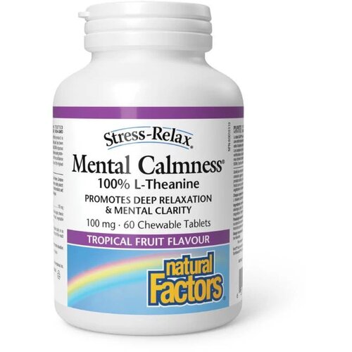 Natural Factors Tablete za kontrolu anksioznosti i stresa Mental Calmness L-Theanine, 100mg, 60 Tableta za žvakanje Slike