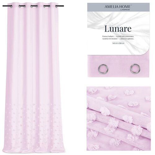  Curtain LUNARE color pink embroidered theme boho eyelets veil 140x270 ameliahome Cijene