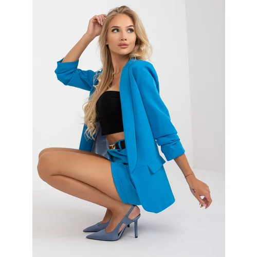Fashion Hunters Elegant blue set with ruffles on the sleeves