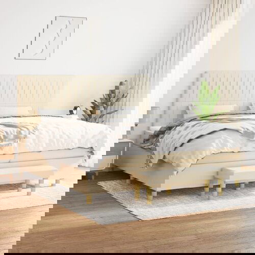  The Living Store Box spring postelja z vzmetnico krem 200x200 cm blago - Box Spring Postelja, (21517471) Slike