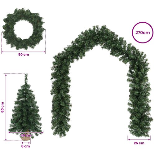  Set mini božićnih drvaca 60 cm PVC Zelena Slike