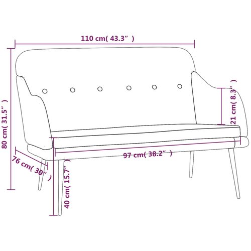  Klupa smeđesiva 110 x 76 x 80 cm od tkanine Slike