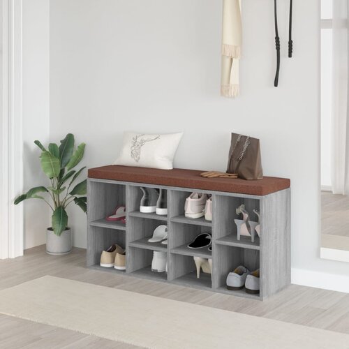 VidaXL Klupa za cipele boja sivog hrasta 103x30x48cm konstruirano drvo Slike