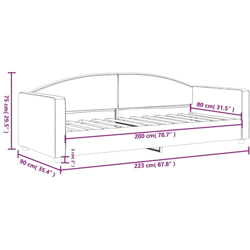  Dnevni krevet krem 80 x 200 cm od tkanine Slike