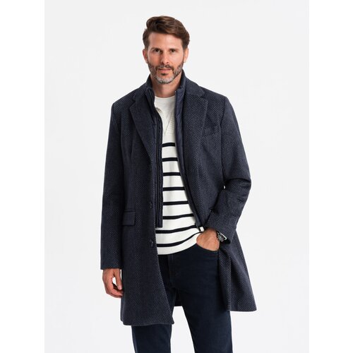 Ombre Unbuttoned men's wool blend coat - graphite Slike