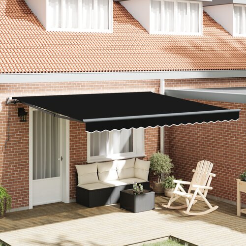 VidaXL ročna retraktibilna tenda Črna 400x300 cm, zamenjava tenda za okvir 4x3 m Črna Slike