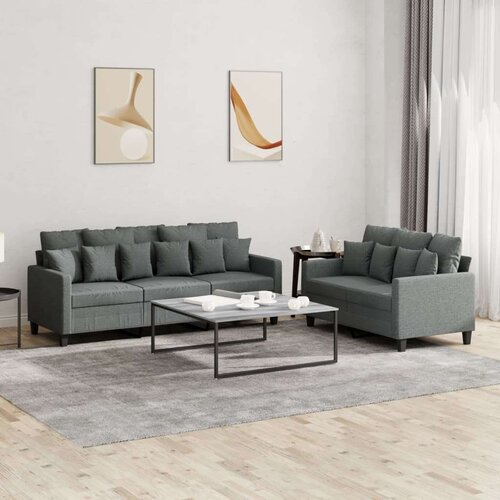  2-dijelni set sofa s jastucima tamnosivi od tkanine Cijene