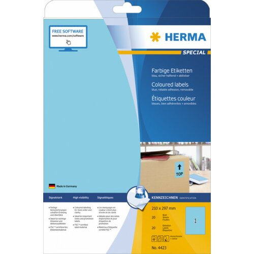 Herma etikete 210X297 A4/1 1/20 plava ( 02H4423 ) Cene