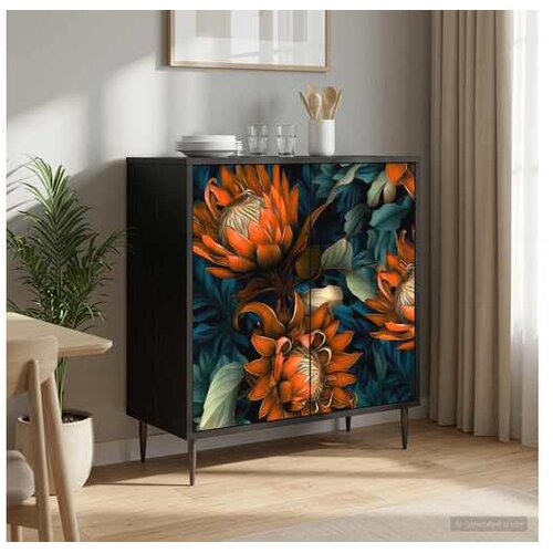 vidaXL Kreveta LOCHEM Crni hrast 69 x 33 x 76 cm Konstruirano drvo - Narančasti uzorak Cijene