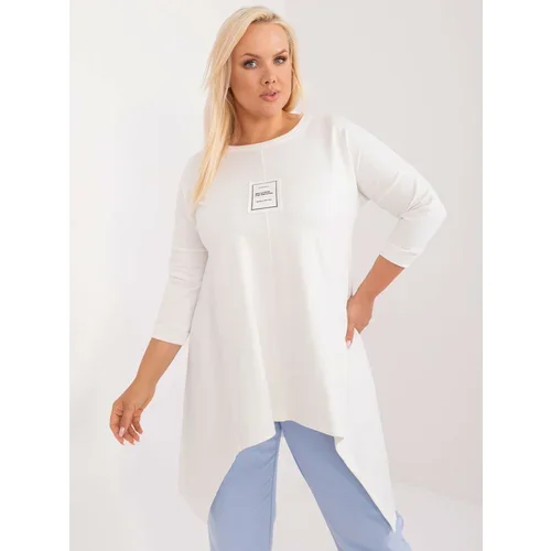 Fashion Hunters Ecru blouse in cotton plus size with 3/4 sleeves