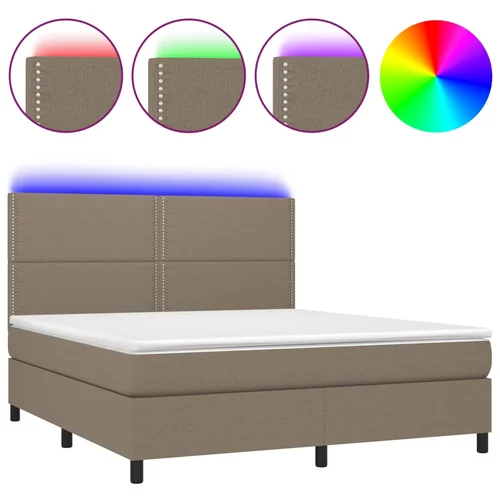 vidaXL Box spring postelja z vzmetnico LED taupe 180x200 cm blago, (20901707)
