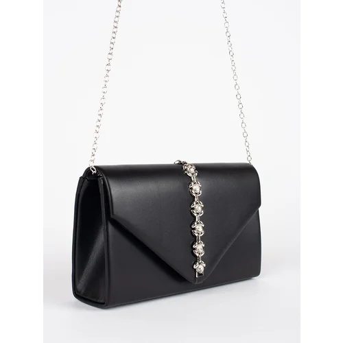 Shelvt Black clutch bag with decorative crystals