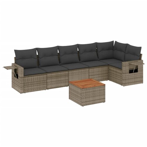 Maison Chic Seti vrtnega pohištva - Vrtna garnitura - Vrtni pohištvo set 7-delna z blazinami siv poli ratan, (21801512) Cene