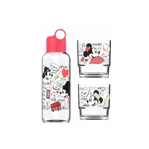  Mickey mouse set flasica i dve case crveni ( 12/830624 ) Slike