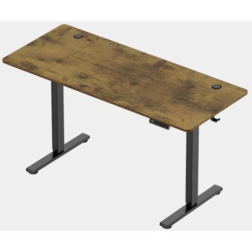 Vonhaus Electric Height-Adjustable Desk, 140 &amp;times; 60 cm, Black Base with Walnut-Finish Top, USB-C Charging Port Slike