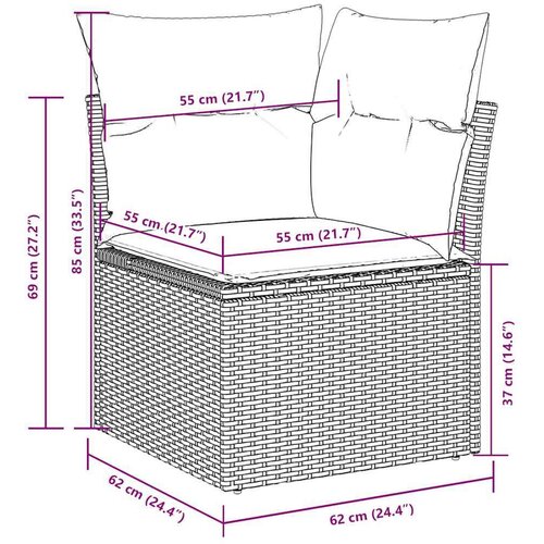 VidaXL 6-dijelni set vrtnih sofa od poliratana s jastucima svjetlosivi Slike