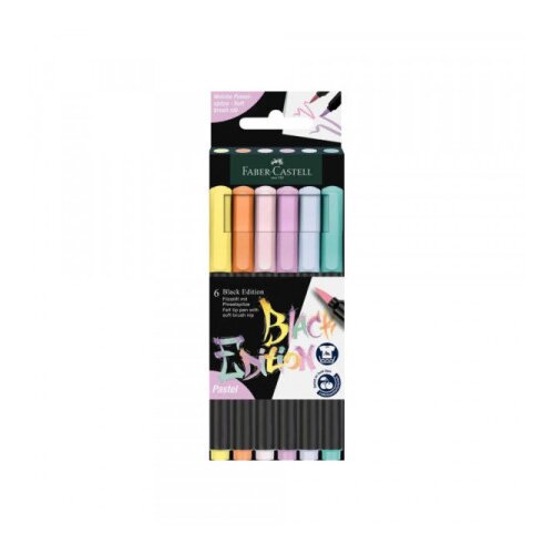 Faber 6-delni set barvnih flomastrov Faber-Castell: Black Edition pastelne barve Cene