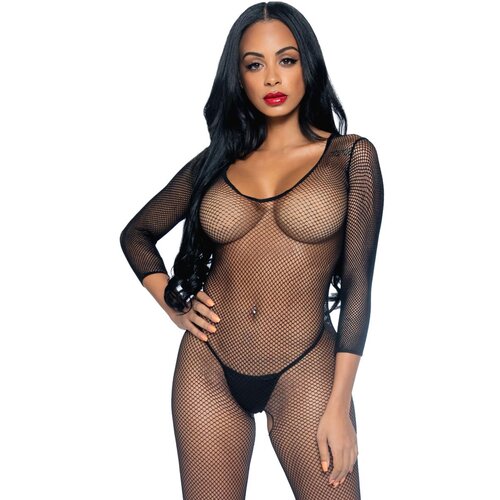 Leg Avenue Catsuit s otvorom Catch Me, crni Slike