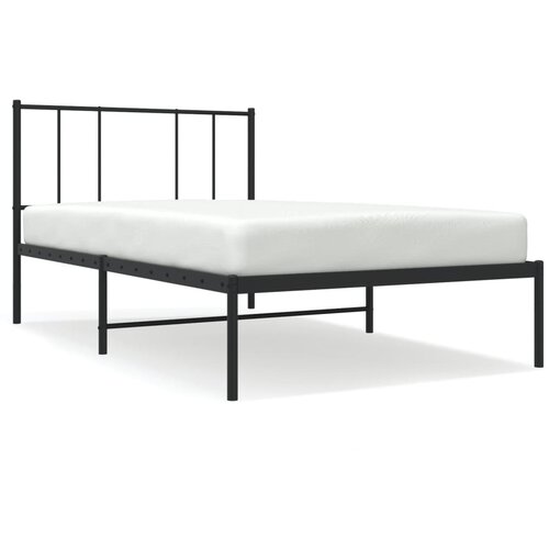 Maison Chic Kovinski Posteljni okvir - Enojna postelja - Postelja za odrasle z vzglavjem črn 100x200 cm, (21694868) Cene