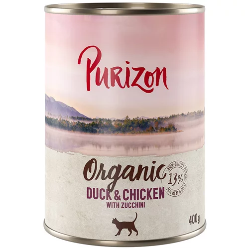 Purizon Ekonomično pakiranje Organic 24 x 400 g - Pačetina i piletina s tikvicom