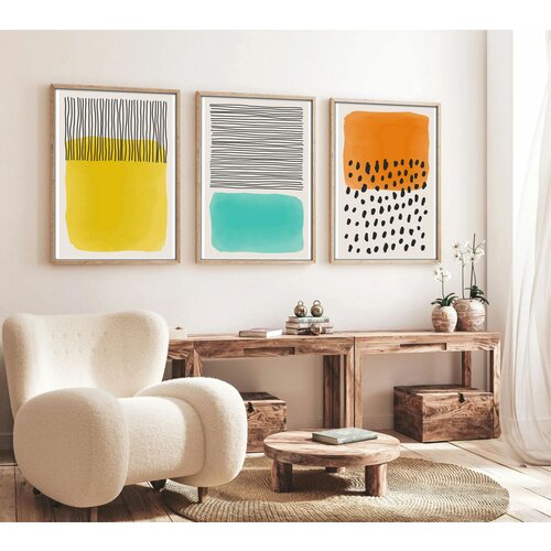 Wallity Huhu136 - 70 x 50 multicolor decorative framed mdf painting (3 pieces) Cene