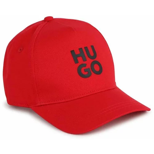 Hugo Pamučna kapa sa šiltom za bebe boja: crvena, s aplikacijom