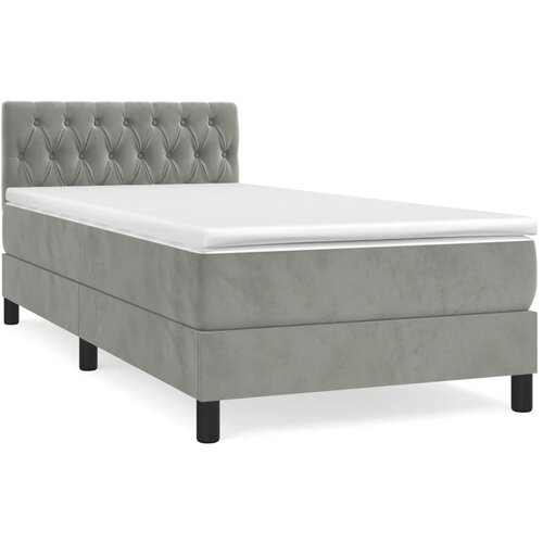 Maison Chic Box spring postelja - Vzmetna postelja z vzmetnico svetlo siva 100x200 cm žamet SL6957, (21901577) Slike