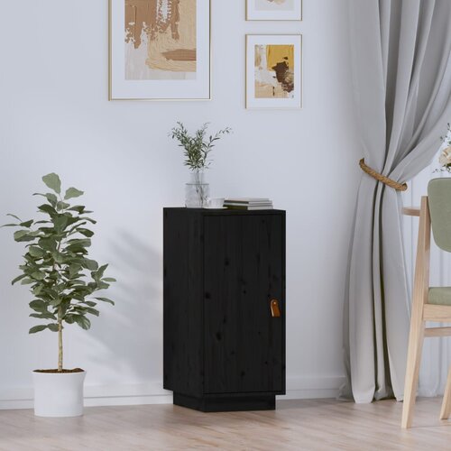 VidaXL Komoda črna 34x40x75 cm trdna borovina Slike