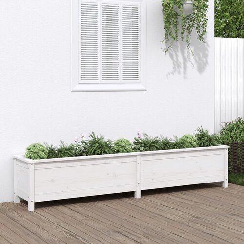 VidaXL Vrtna visoka greda bela 199,5x40x39 cm trdna borovina Slike