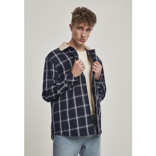 Urban Classics Sherpa Lined Shirt Jacket Navy/wht Slike