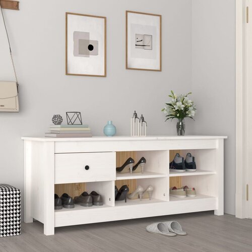 vidaXL Omarica za čevlje bela 110x38x45,5 cm trdna borovina Cene