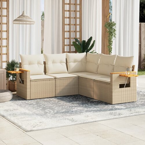 5-dijelni vrtni set sofa s jastucima bež od poliratana Cijene